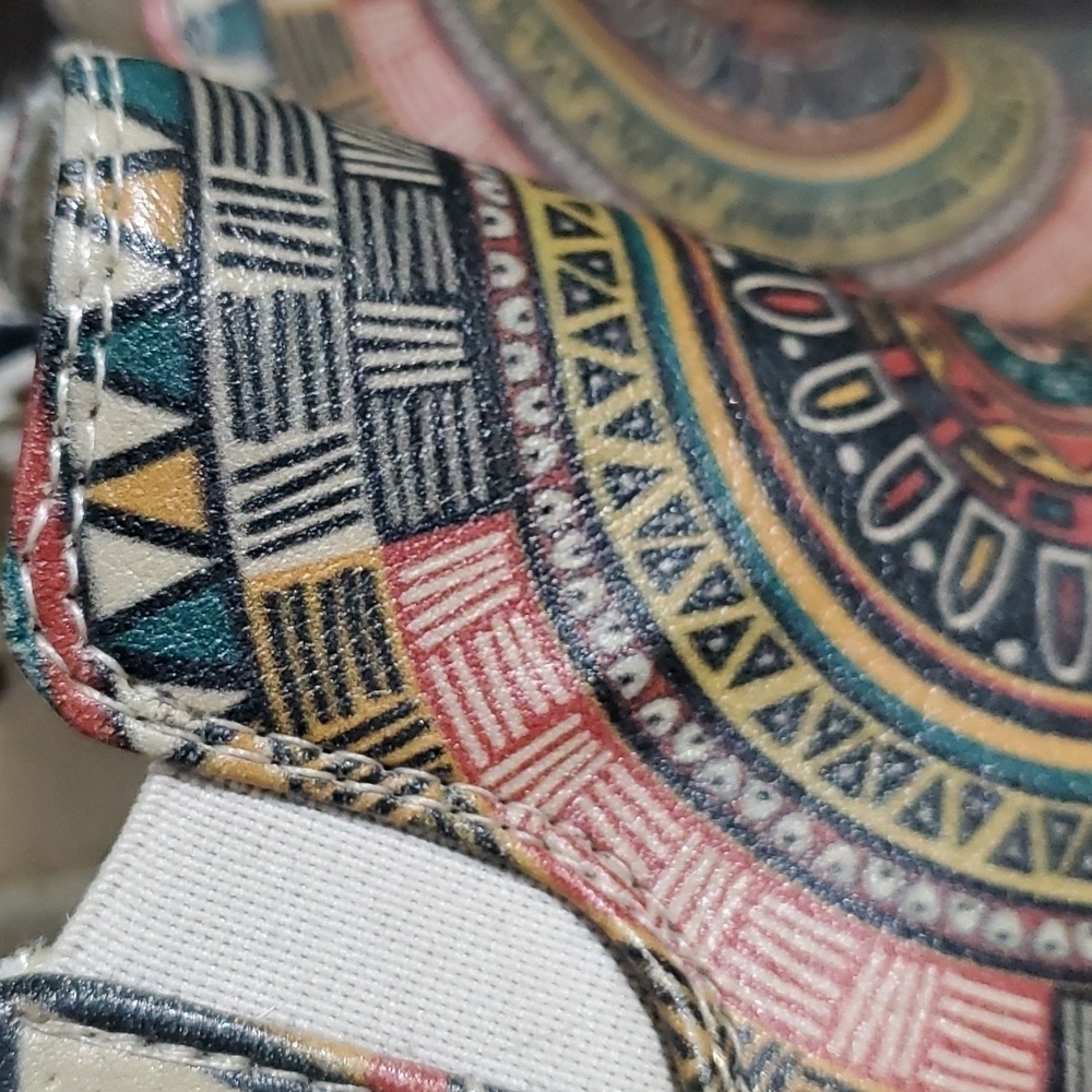 GOBY SLIP ON PLATFORM VEGAN CHUNKY SNEAKERS WITH AZTEC PRINT TRAINERS ART - Picture 8 of 14
